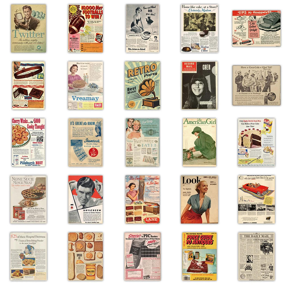 P&oacute;ster Retro cl&aacute;sico para motocicleta, pegatinas de grafiti, equipaje, guitarra, monopat&iacute;n, divertida para ni&ntilde;os pegatina impermeable, 10/30/50 Uds.-5