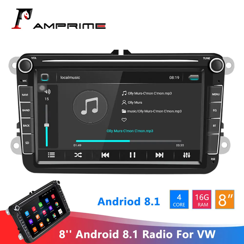 AMPrime Android 8,1 автомобильный радиоприемник 2 Din GPS; стереооборудование для автомобиля Радио 8 ''Автомобильный мультимедийный плеер WiFi MP5 fm-радио Авторадио Стерео для VW