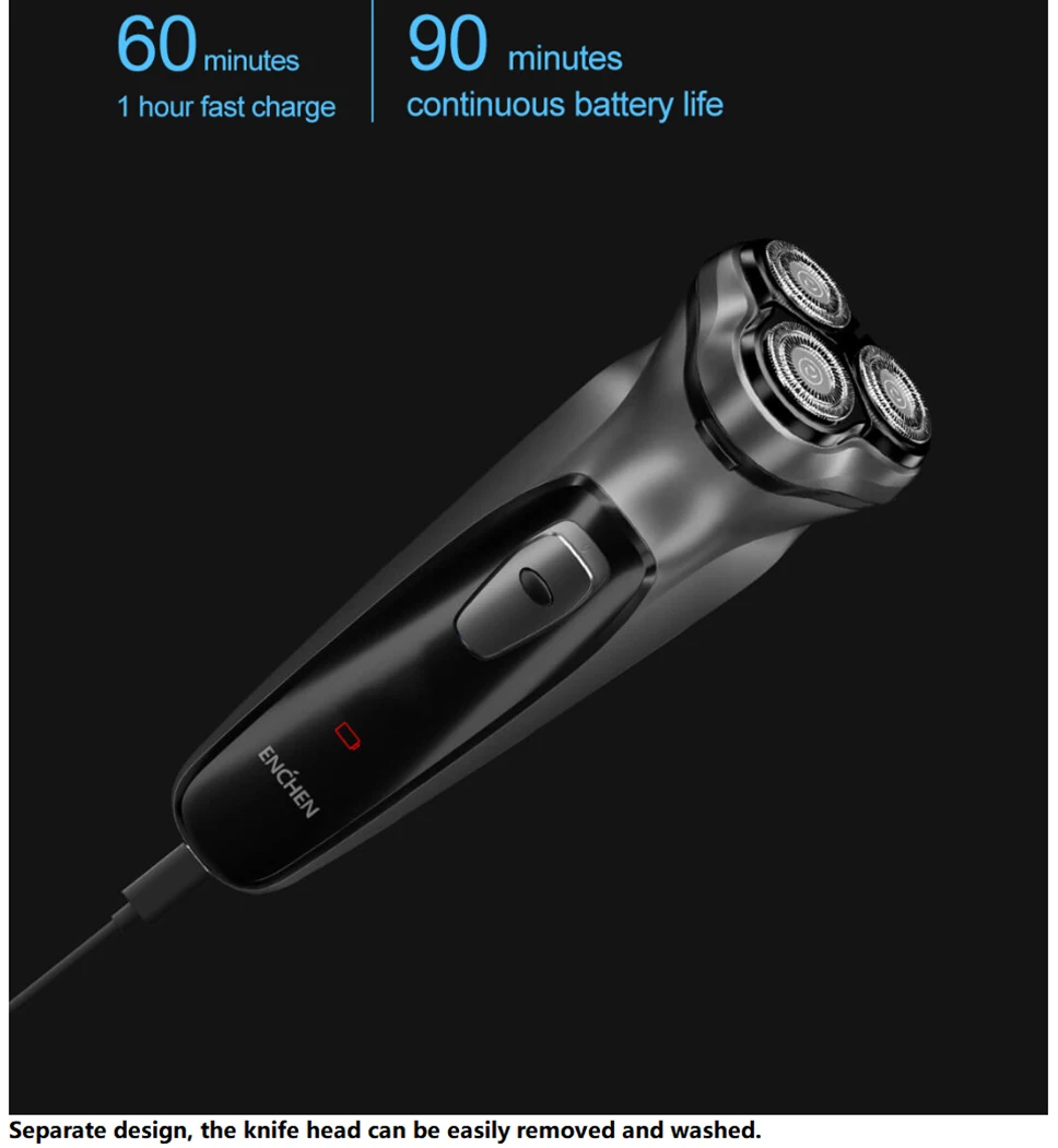 XIAOMI для лица бритва Enchen BlackStone 3D электробритва, мужские моющиеся type-C USB Перезаряжаемый станок для бритья бороды