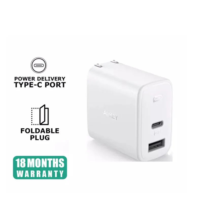 

AUKEY PA-F3S Swift 32W 2-Port Fast Charger for iPhone USB C Wall Charger with Foldable Plug PD Charger for Phone