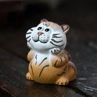 pinny purple clay cute tiger statues ceramics handmade home decoration accessories creative animal figurines