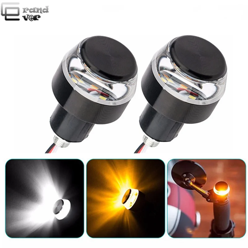 

2PCS Motorcycle LED Handlebar End Turn Signal Light 12LED 12V White Yellow Flasher Handle Grip Bar Moto Blinker Side Marker Lamp