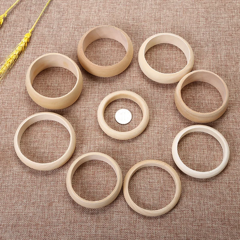 

1 Piece Natural Color Unfinished Blank Round Wooden Bangle Bracelet for Women Men DIY Wood Bracelets Jewelry Making Accessories