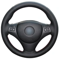 non slip durable black natural leather car steering wheel cover for bmw e90 320i 325i 330i 335i e87 120i 130i 120d