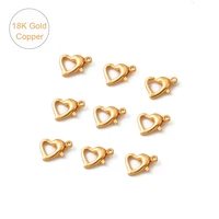 18k gold plated 9x13mm heart lobster clasp copper key chain split hooks connector for diy jewelry findings making necklace
