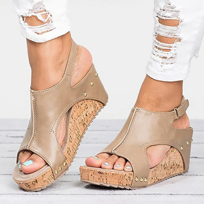 

Gladiator Sandals Platform Women Wedges Shoes Leather Female 2021 Summer Trifle Open Toe High Black mujer Flip Flops Slipper