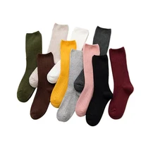 japanese korea loose socks high school girls solid colors 10 kinds of 4 seasons classic harajuku basic daily women cotton socks