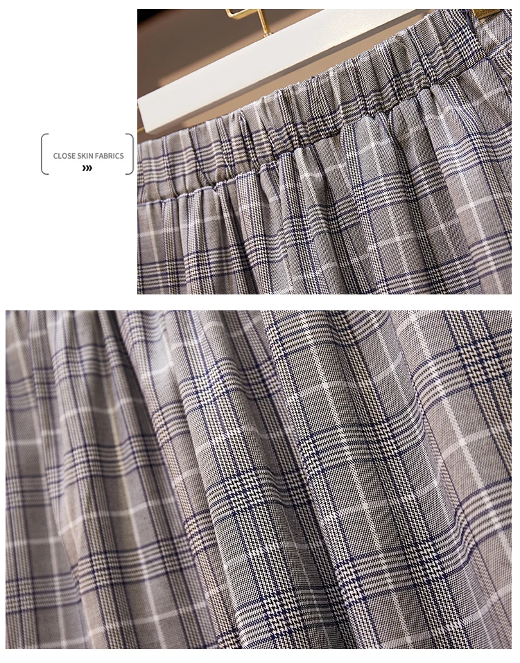 Комплект женский из 2 предметов пальто и юбка в клетку костюм двух повседневный