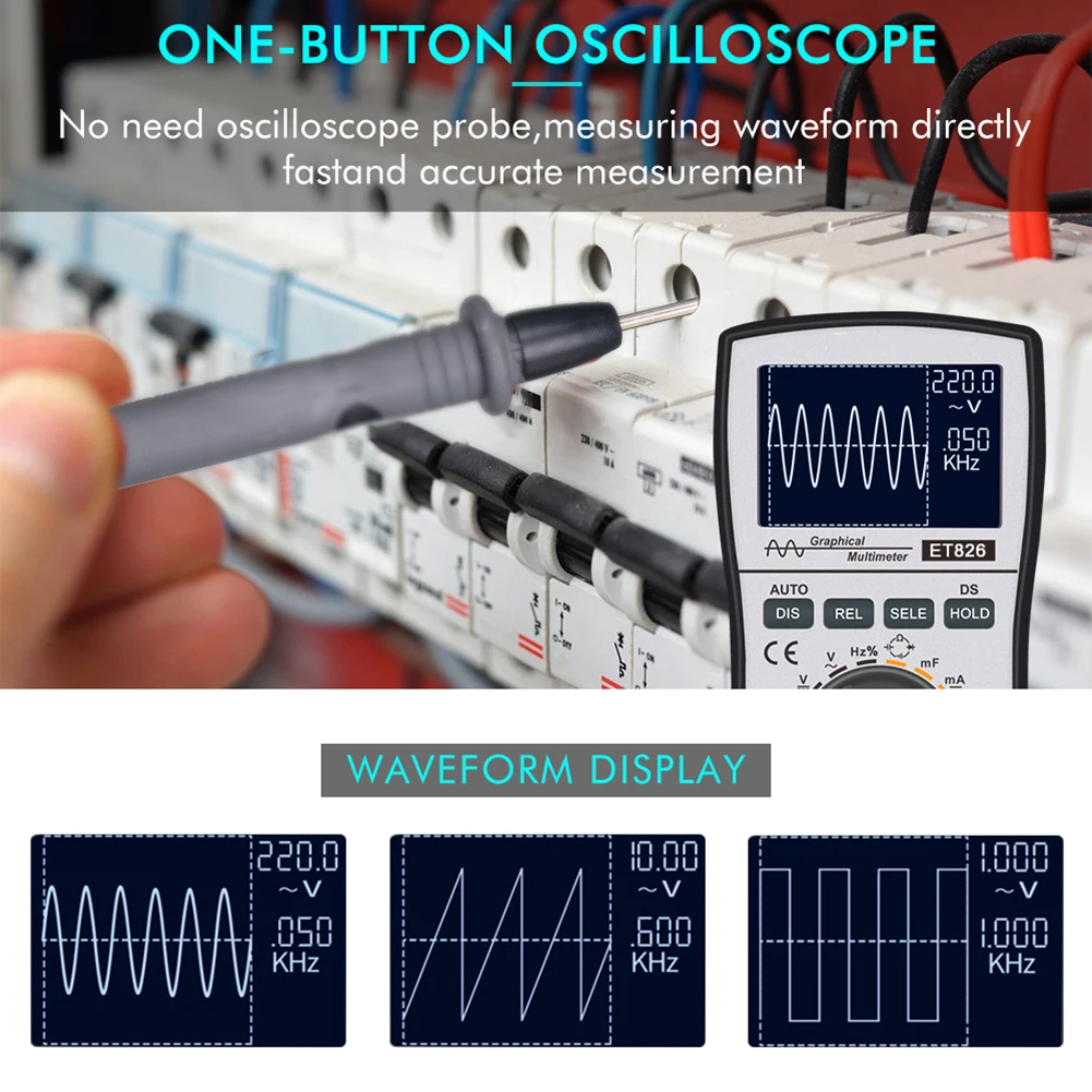 

Digital Multimeter Auto Range Backlight DC/AC Voltage Current Meter Capacitance Resistance Testers