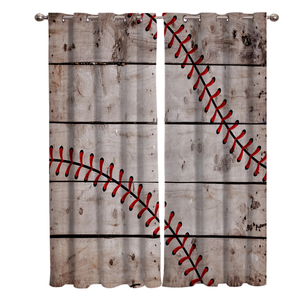 Ретро Деревянные спортивные Бейсбольные шторы для обработки окон занавески на