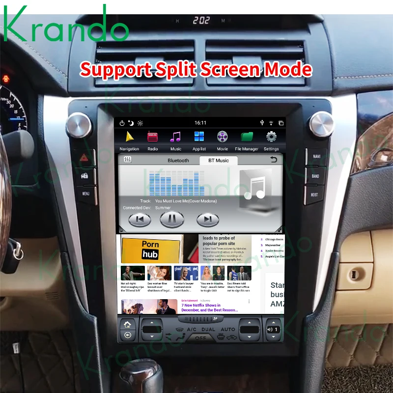 구매 Krando 안드로이드 9.0 4G 64G 10.4 인치 테슬라 수직 스크린 차량용 라디오, 토요타 캠리 40 50 2007-2016 헤드유닛 무선 카플레이 GPS