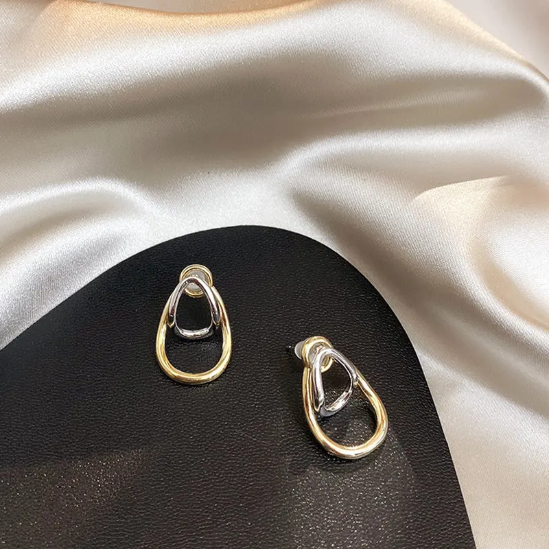 Модные Простые геометрические серьги гвоздики дикие металлические квадратные