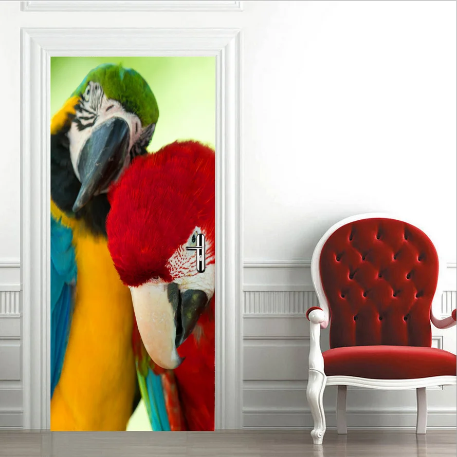 Дикие животные Птица Попугай Жираф Олень двери наклейки обои домашний декор