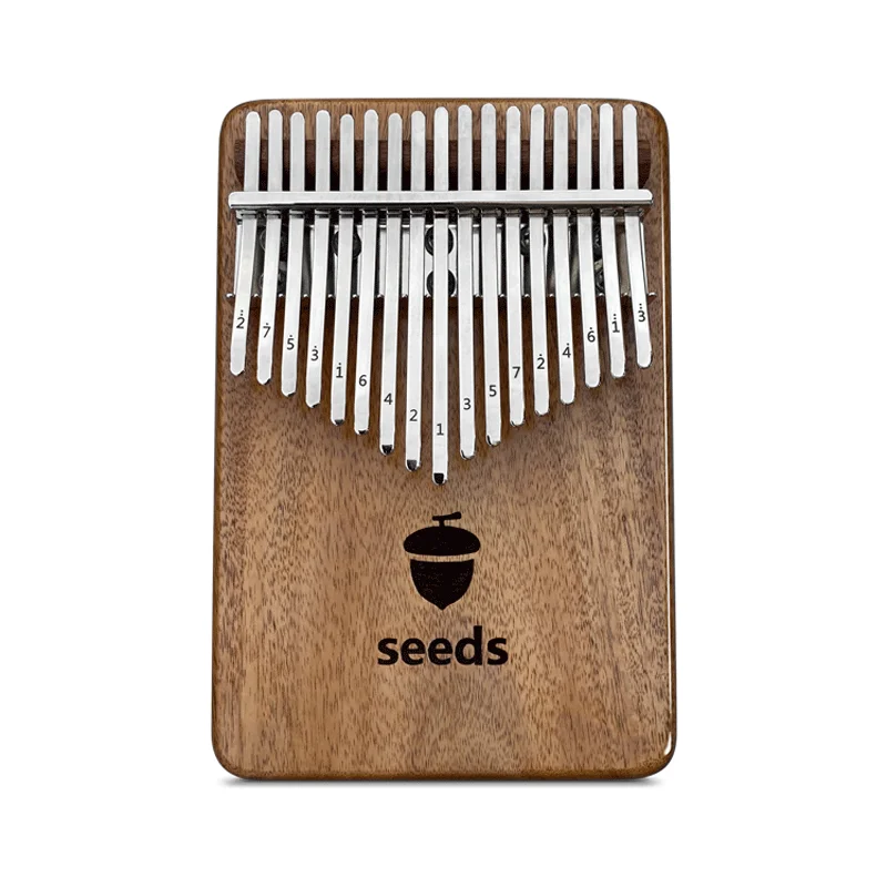 Seeds 17 key kalimba finger thumb piano Keyboard beginners Long Sustain music notes Flat Board Wooden Carved Musical instrument