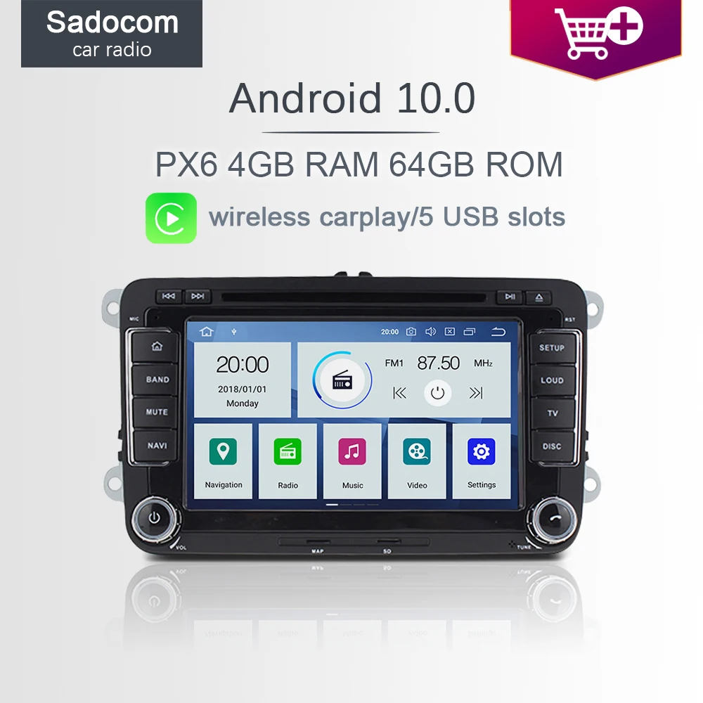 Автомагнитола PX6 2 din 7 дюймов Android 10 0 4 + 64 ГБ 2004 2012|Автомагнитолы| |