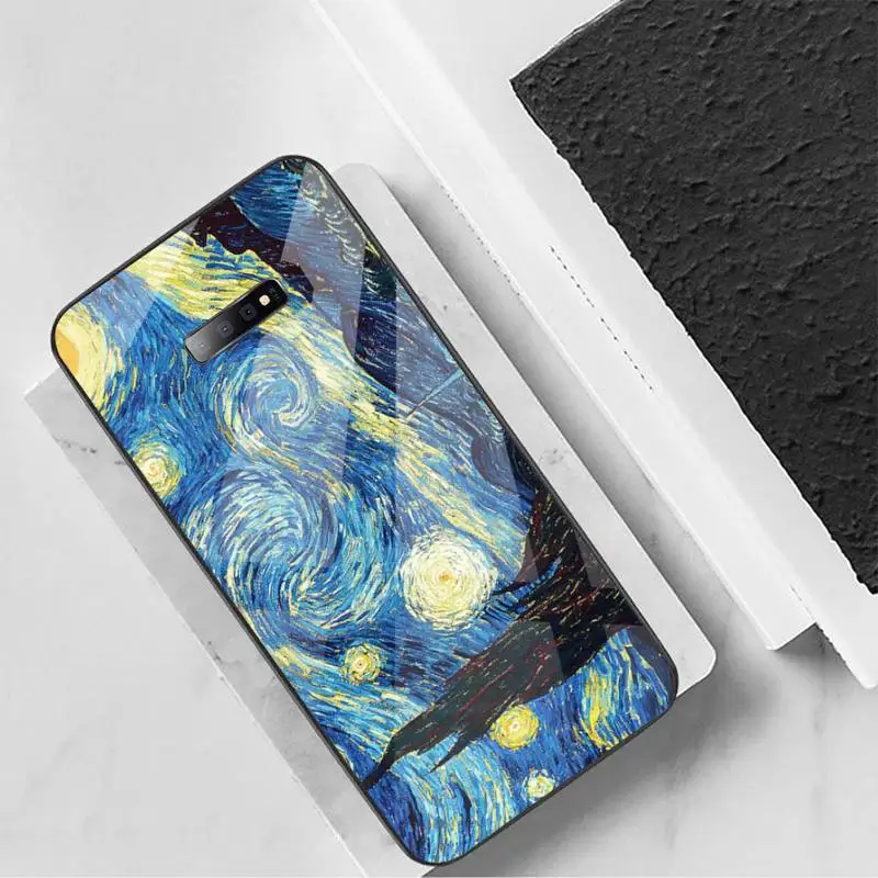 

Starry night Van Gogh retro painting Phone Case Tempered glass For Samsung S6 S7 edge S8 S9 S10 e plus note8 9 10 pro