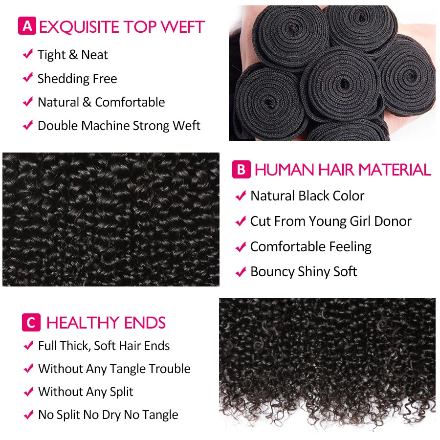 

Raw Peruvian Hair Kinky Curly Bundles 8-24 Inch 1/3/4 Afro Curly Weave Bundle Deals Natural Color Remy Human Hair Extensions