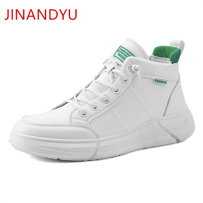 

Leather Sneakers Mens High Top Shoes Waterproof White Black Shoes for Men Sneakers Casual Leather Shoes Men New Slip on Sneakers