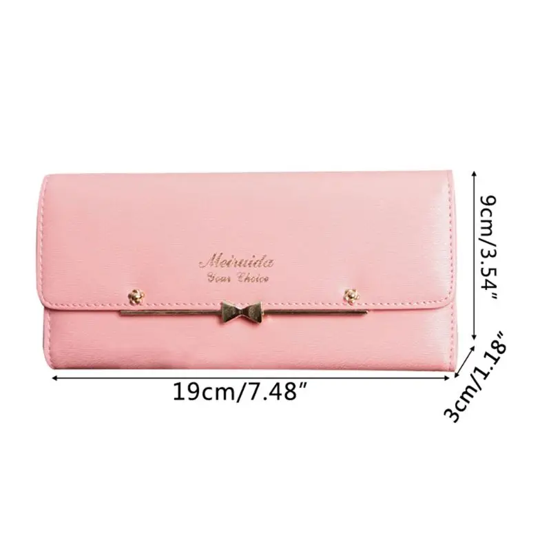 

Women Elegant Wallet Simple Bowknot Korean Long Hasp Wallet For Lady Students