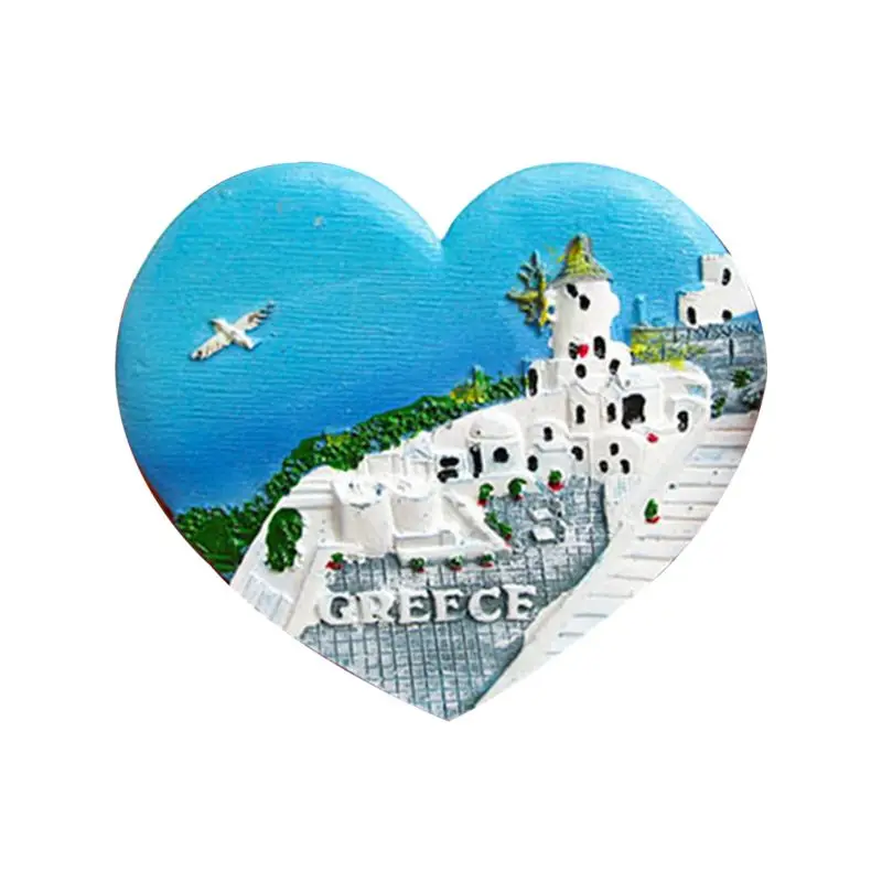 Greece Heart Shape 3D магнит на холодильник, магнитные наклейки на холодильник по всему миру, башня Лондон, Япония, Греция, Сидни, Балийский мир, сувенир для путешествий - Цвет: Greece Heart Shape