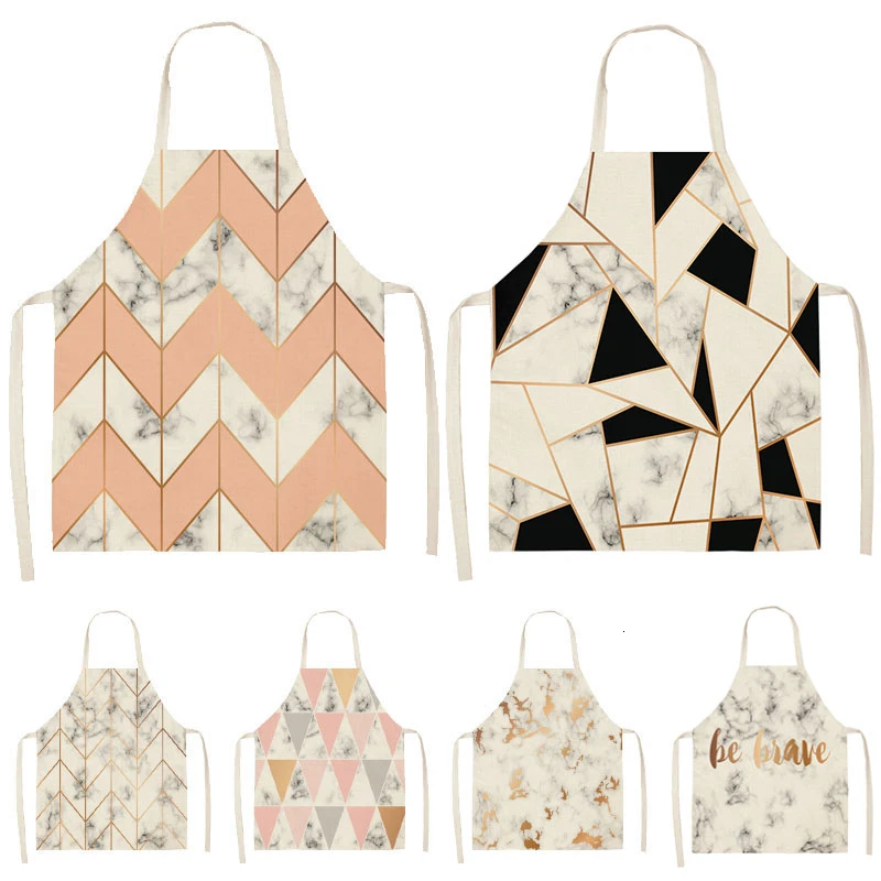1 шт. из хлопка и льна Кухонный Фартук с геометрическим принтом без рукавов