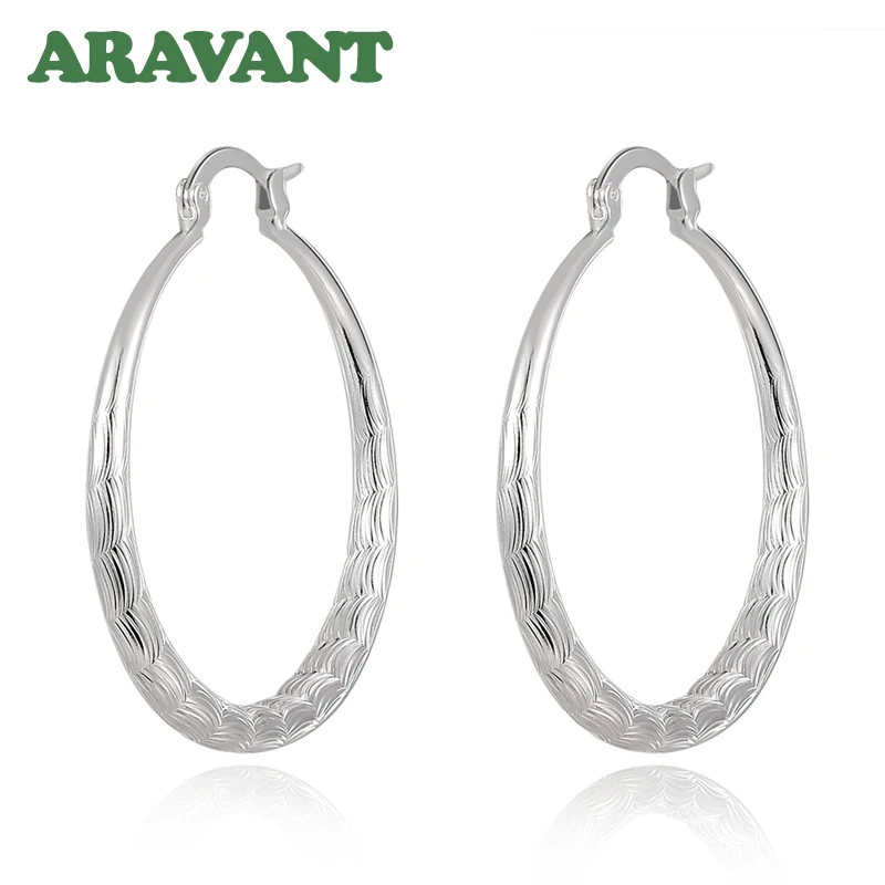 Серьги-кольца Aravant из серебра 925 пробы 40 мм для женщин модные ювелирные изделия