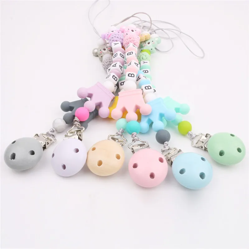 

Personalised Name Baby Pacifier Clip Chain Cute Cartoon Bear Letters Toys Teether Pacifier Chain Holder Baby Nipple Feeding