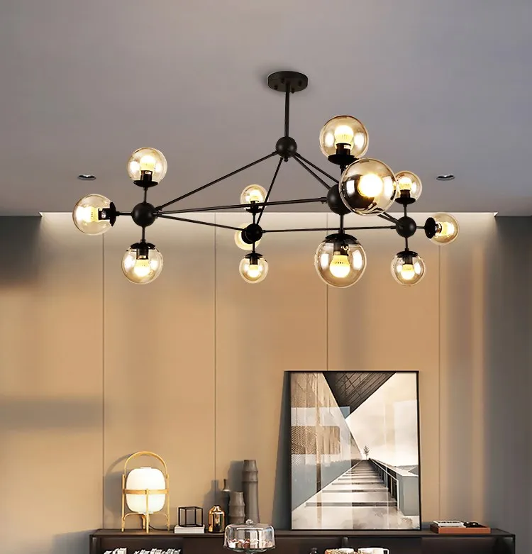 

Retro Black Glass bubble chandelier Bar Coffee Shop vintage chandelier Black Color Loft Industrial Decor Pendant Lamp Bubble