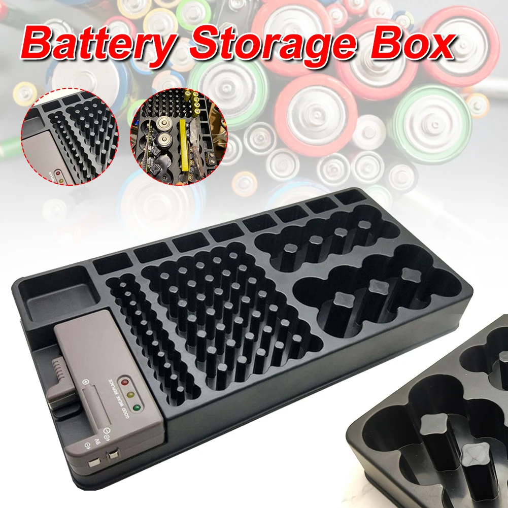 

Battery Storage Organizer Case with Removable Tester for AAA, AA, 9V, C, D and Button Battery Holds 110 Batteries Various Sizes