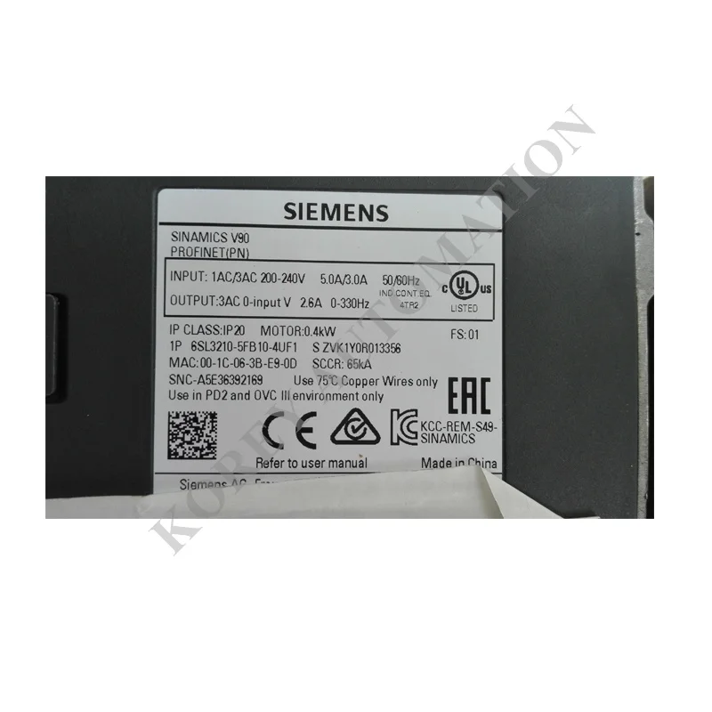 Сервопривод Siemens 6SL3210-5FB10-4UF1 V90 в наличии г. полностью протестирован | Инструменты