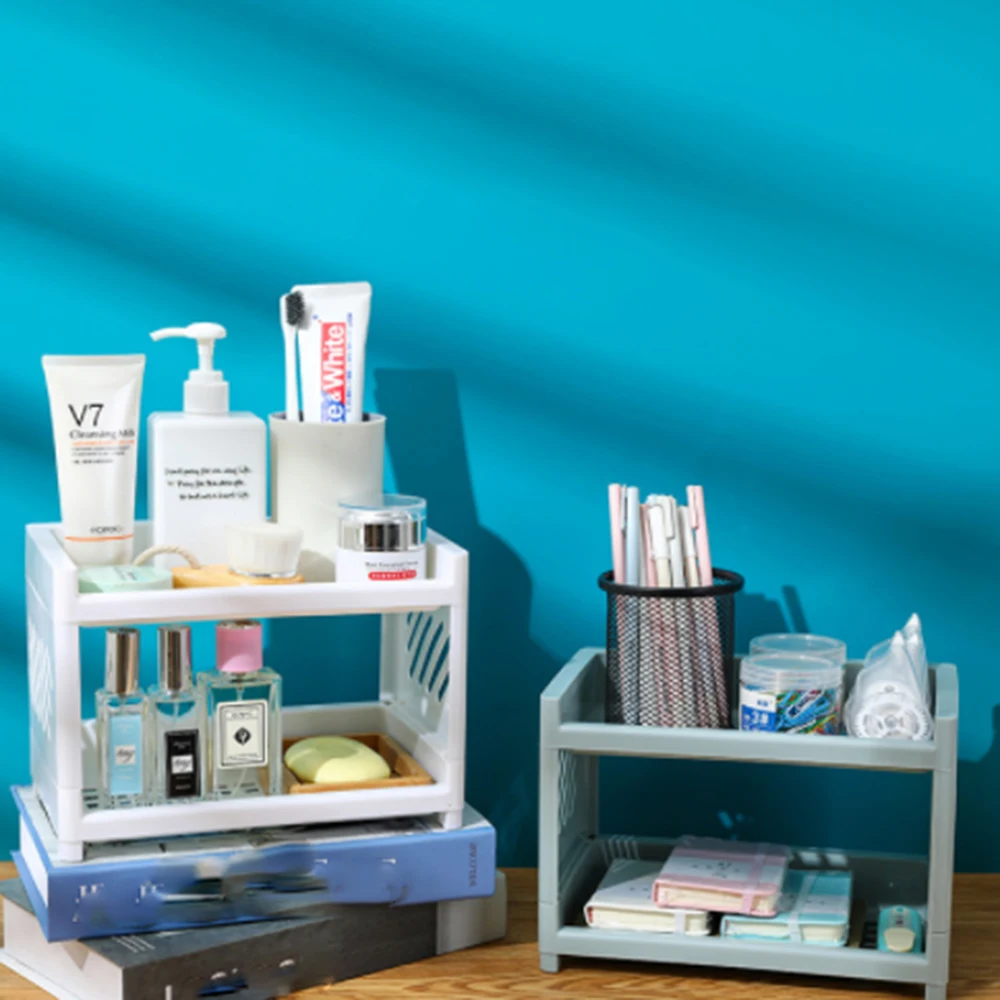 

Desktop Shelf Bathroom Storage Rack Shelves Makeup Organizer Table Sundries Holder Kitchen Spice Rack