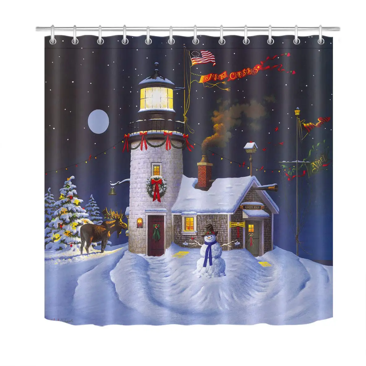 Занавеска для душа с рождественскими мотивами занавеска оленями и милым