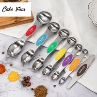 8pcs stainless steel double head magnetic measuring spoons set measurement kitchen tools tablespoon for dry liquid ingredients