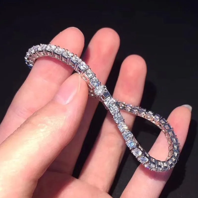 Женский трендовый браслет с имитацией бриллианта 4 мм из стерлингового серебра 925