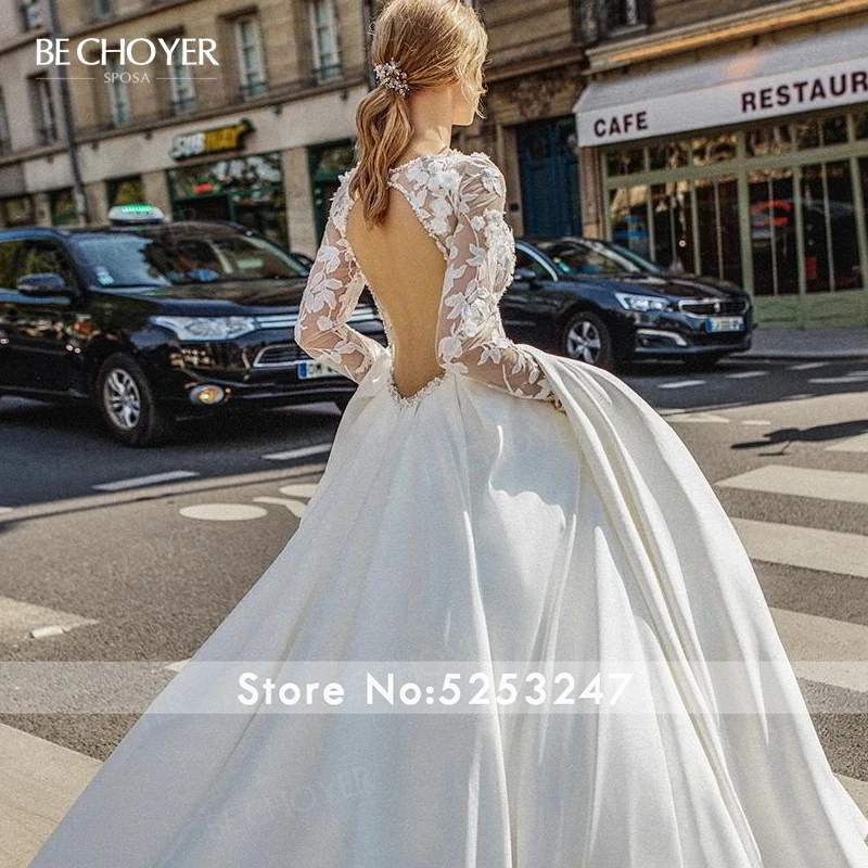 Vestido de Noiva кружевное свадебное платье трапециевидной формы с длинным рукавом