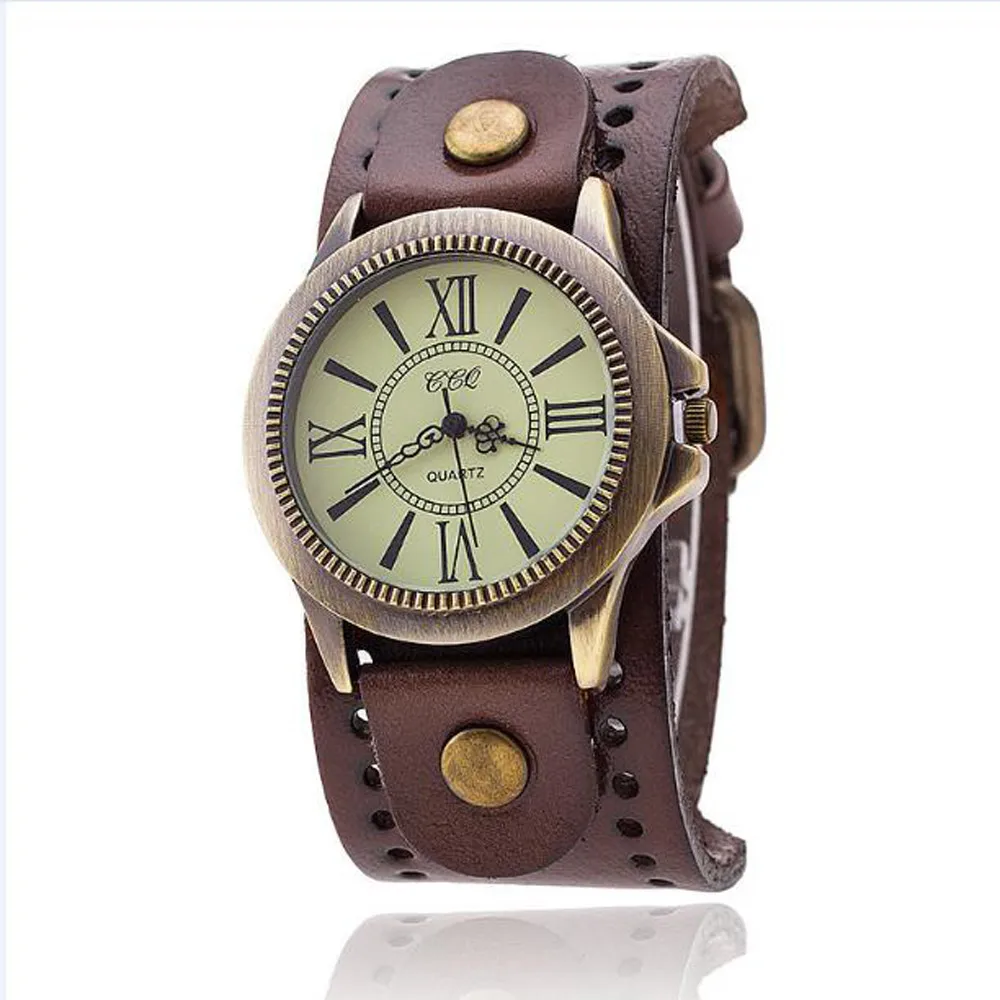 

2021 Fashion Top Brand Vintage Male Female Watches Cow Leather Bracelet Watch Men Women Wristwatch Quartz Watches Reloj Hombre