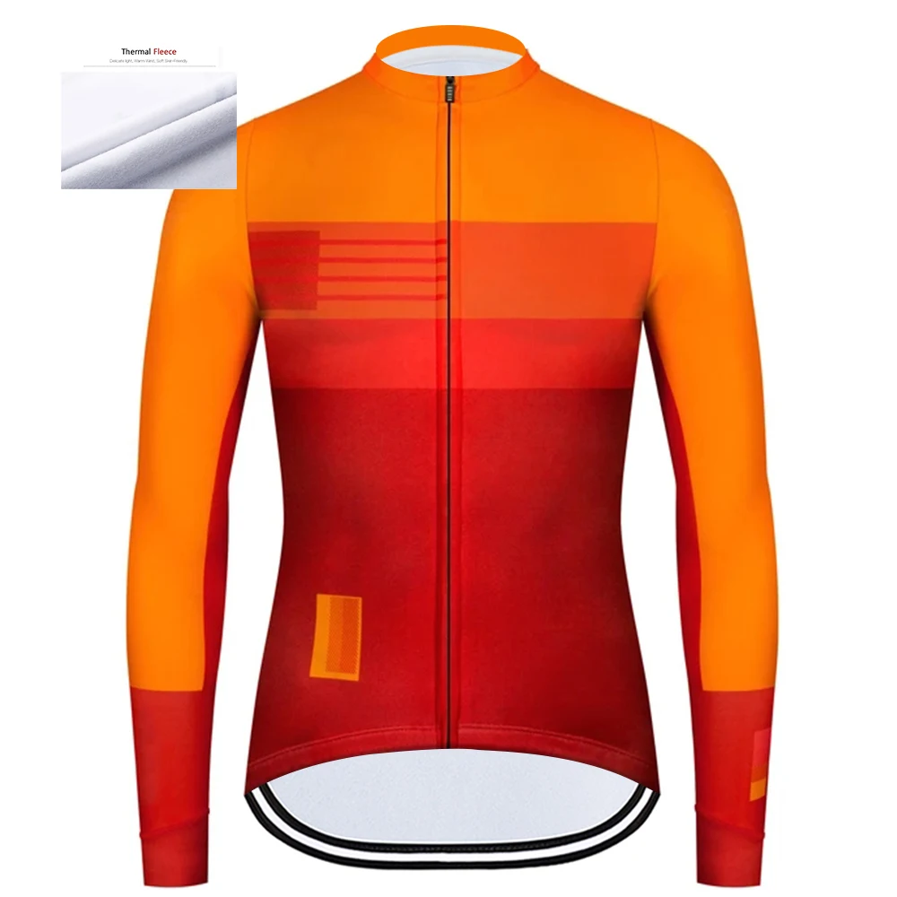 

2021 Winter Thermal Fleece Cycling Jersey Men Long Sleeve Bicycle Wear Clothing MTB Bike Jersey Sports Maillot Warm Racing Tops