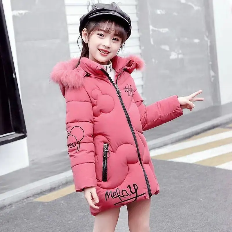 Girls Jackets Kids  Coat Children Winter Outerwear & Coats Casual Baby Girls  Clothes Autumn Winter fur jacket Parkas 5-12years