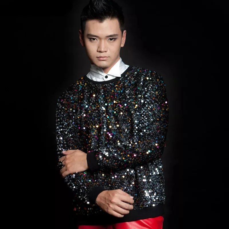 Мужской разноцветный костюм для бара и ночного клуба свободная футболка с