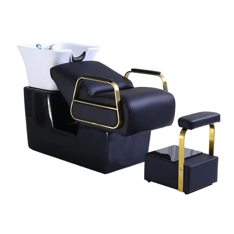 

Hair salon equipment shampoo bed rinse wash shampoo chair with ceramic bowl sink