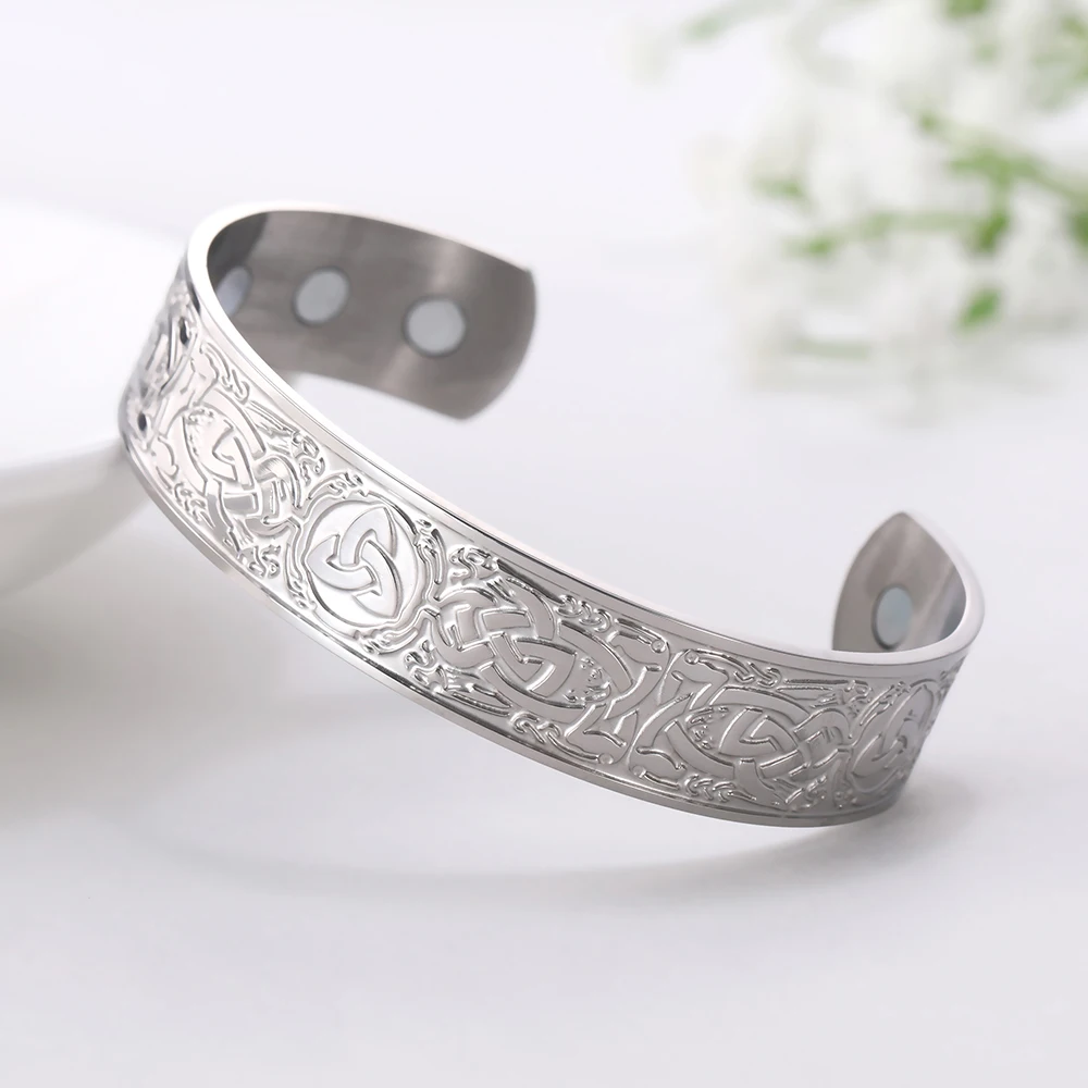 Skyrim винтажный Trefoil браслет с узлом 316L нержавеющая сталь магнитные браслеты викингов ювелирные изделия подарок для женщин и мужчин