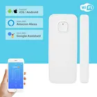 Беспроводная дверная сигнализация, WiFi, датчик окна, двери, детектор, умный дом, безопасность через приложение, контроль, совместимость, Amazon Alexa, Google Home