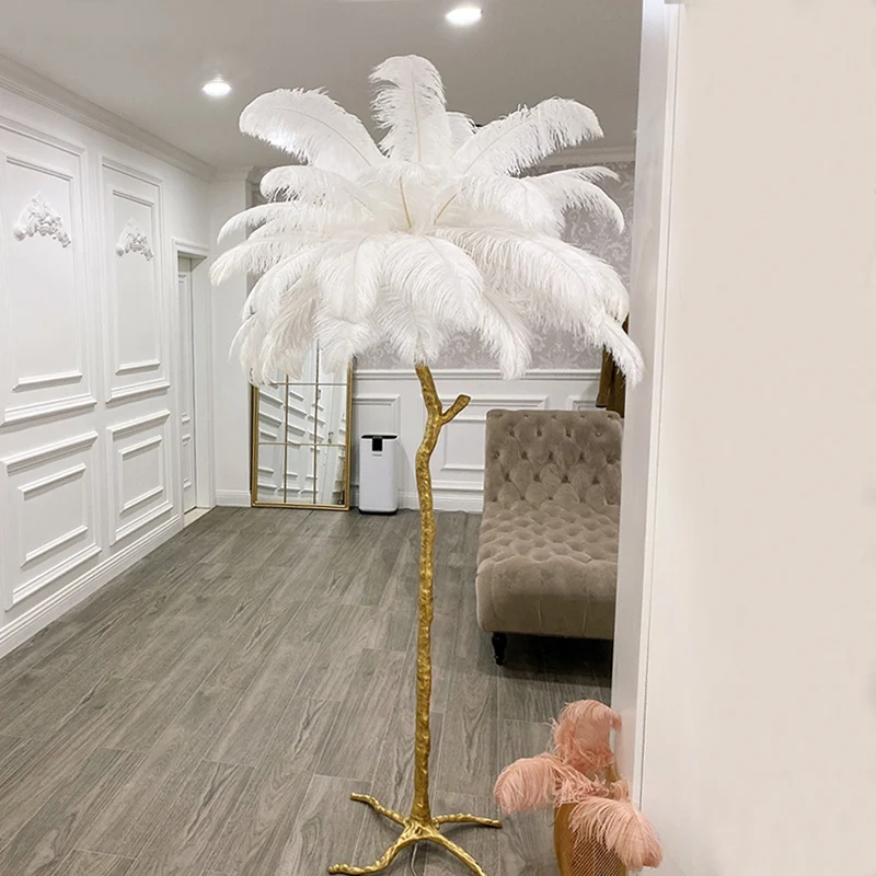 Торшер современный роскошный торшер ветка дерева страусиное перо