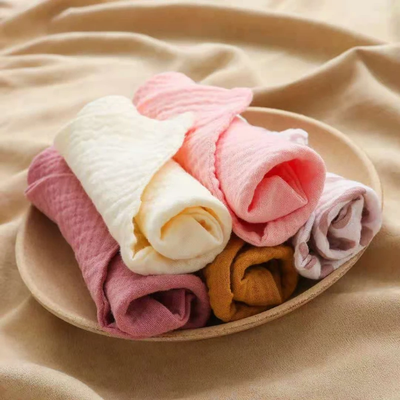 5 Pcs Cotton Baby Muslin Towel Square Infants Saliva Towel Newborn Burp Cloths for Baby Face Washcloth Handkerchief Baby Bibs