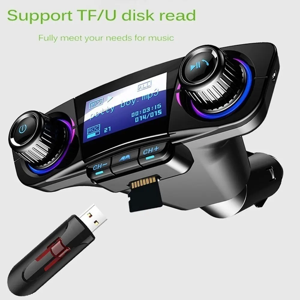 Беспроводной Bluetooth 4,0 fm-передатчик, автомобильный модулятор, гарнитура, автомобильный комплект, TF, USB, музыка, AUX, аудио, MP3 плеер, USB зарядное устройство