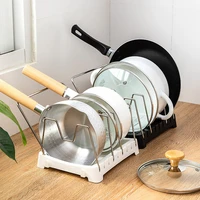 stainless steel pot cover rack kitchen adjustable storage with towel rod drain cookware holder