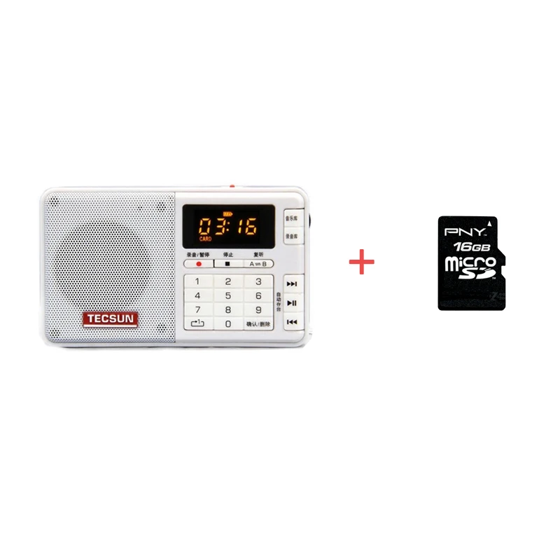 White 16G TF card TECSUN Q3 радио карманный размер мини рекордер с 16G TF карта MP3 плеер FM стерео FM 76-108 МГц - Цвет: White 16G TF card