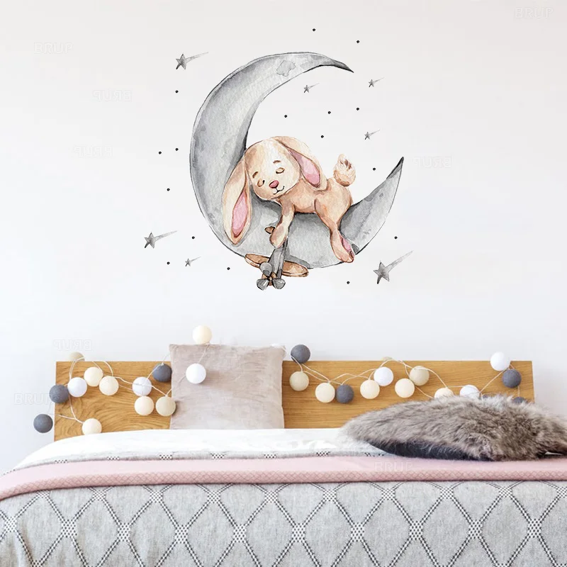 

Baby Room Cute Ballet Bunny Wall Stickers for Kids Room Baby Nursery Decoration Cartoon Wall Decals Girl Gift Home Decoration