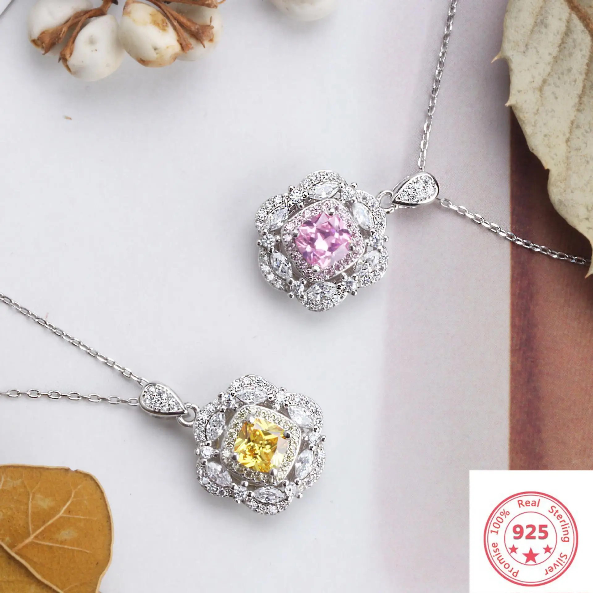 

Silver Color 925 Jewelry Necklace Diamond Pendants for Women Colgante Plata De Ley 925 Mujer Bizuteria Gemstone Jewelry Pendant