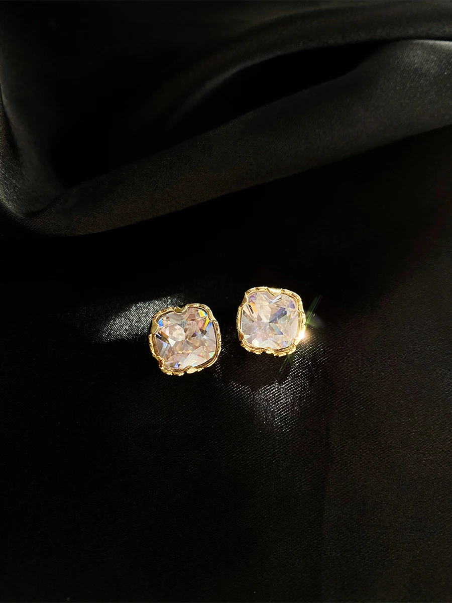 Женские Геометрические серьги с кристаллами металлические из бронзы ювелирное